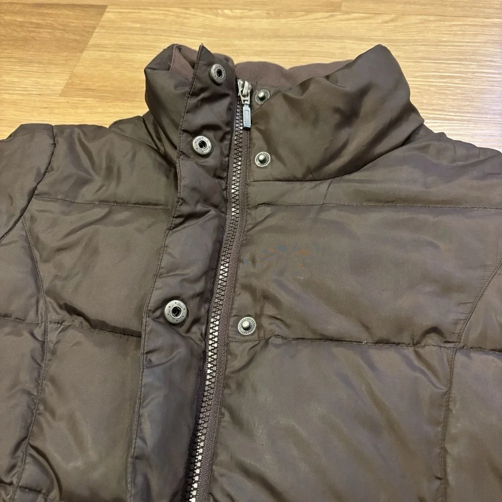 Vintage Eddie Bauer Premium Goose Down Puffer Jacket Womens XS Brown Quilted 90s